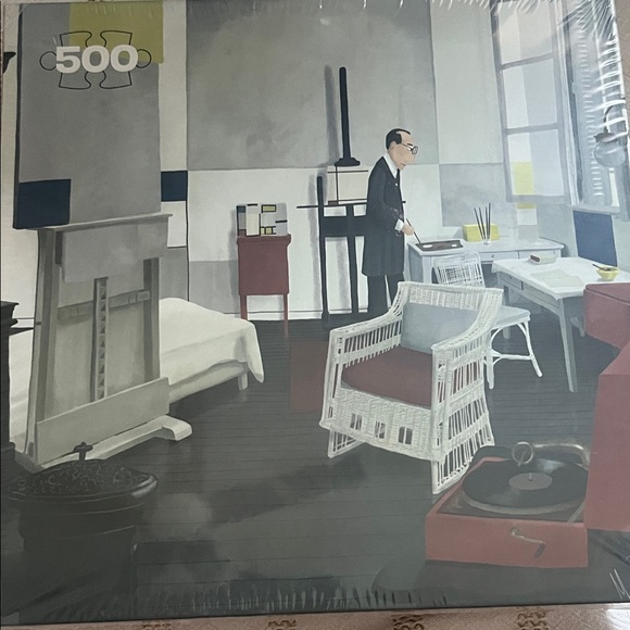Mondrian Modern Art Puzzle 500 Piece with Man in Room - Picture 1 of 4